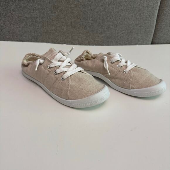 Tommy Bahama Shoes Women 8.5 Tan Canvas Slip On Sneakers Casual - Picture 1 of 11